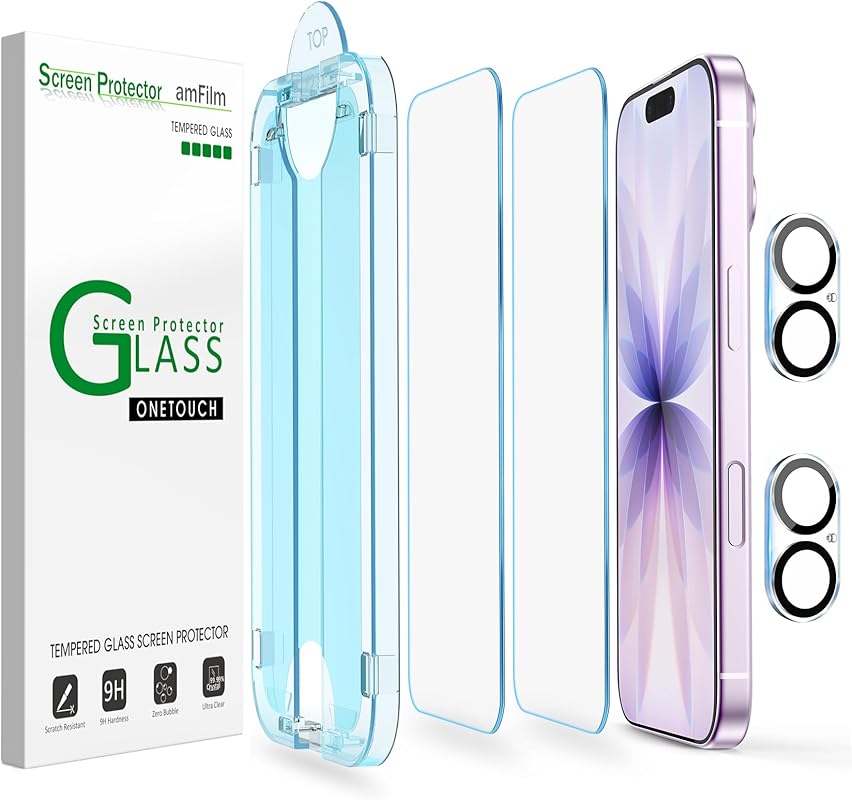 amFilm OneTouch Protector Auto Alignment Military Grade iPhone 17